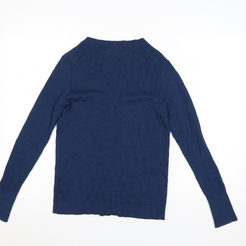 Marks and Spencer Women Blue 14 V-Neck Merino Wool Cardigan