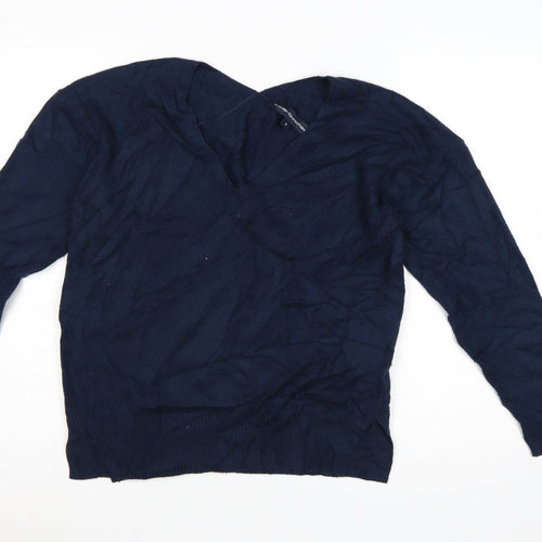 French Connection Women Blue V-Neck Pullover Jumper Size S