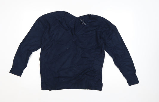 French Connection Women Blue V-Neck Pullover Jumper Size S