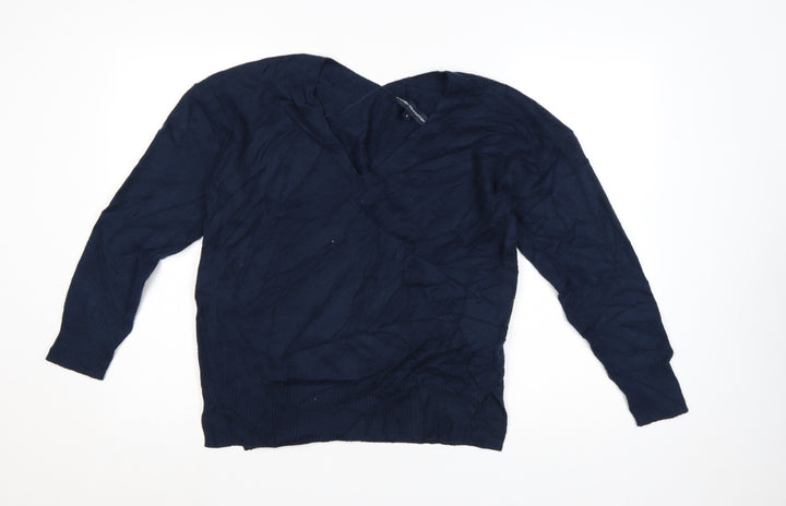 French Connection Women Blue V-Neck Pullover Jumper Size S