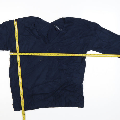 French Connection Women Blue V-Neck Pullover Jumper Size S