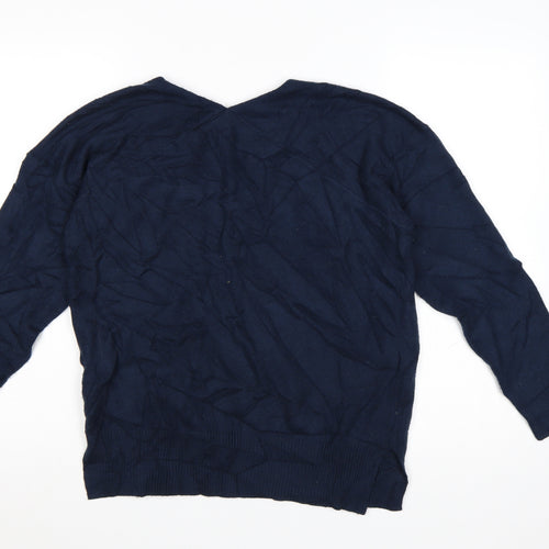 French Connection Women Blue V-Neck Pullover Jumper Size S