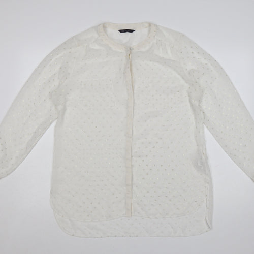 Marks and Spencer Women Ivory Long Sleeve Polka Dot Blouse UK 14