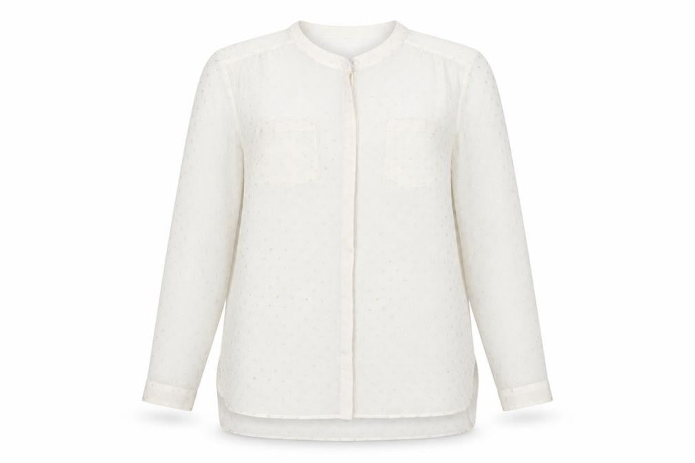 Marks and Spencer Women Ivory Long Sleeve Polka Dot Blouse UK 14