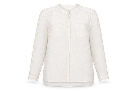 Front view of Marks & Spencer Women Ivory Long Sleeve Polka Dot Blouse UK 14
