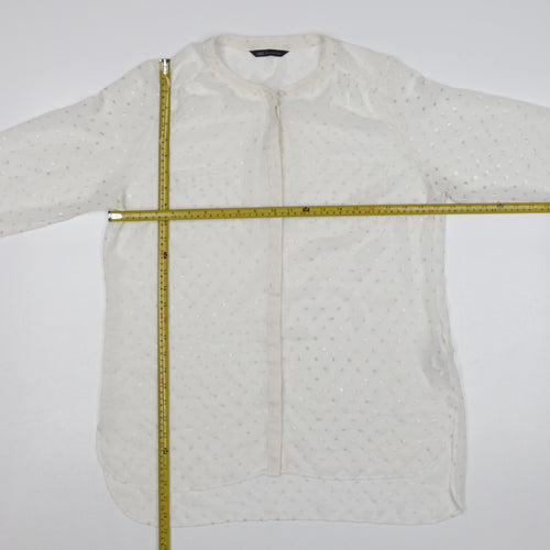 Marks and Spencer Women Ivory Long Sleeve Polka Dot Blouse UK 14