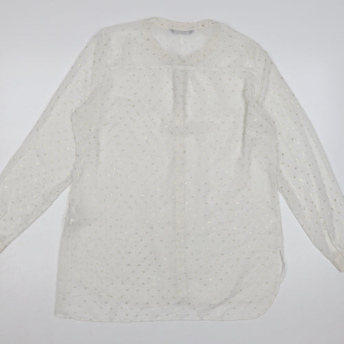 Marks and Spencer Women Ivory Long Sleeve Polka Dot Blouse UK 14