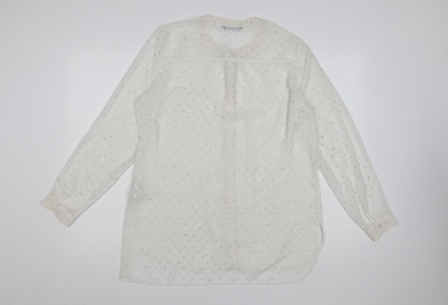 Marks and Spencer Women Ivory Long Sleeve Polka Dot Blouse UK 14