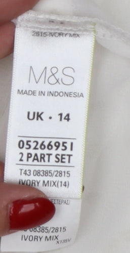 Marks and Spencer Women Ivory Long Sleeve Polka Dot Blouse UK 14