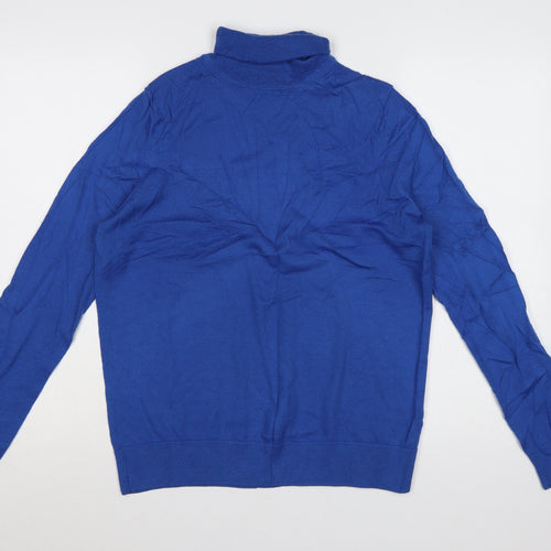 Marks and Spencer Women’s Blue Merino Wool Roll Neck Jumper Size 12