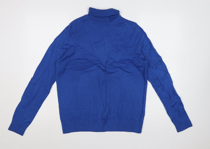 Marks and Spencer Women’s Blue Merino Wool Roll Neck Jumper Size 12