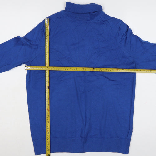 Marks and Spencer Women’s Blue Merino Wool Roll Neck Jumper Size 12