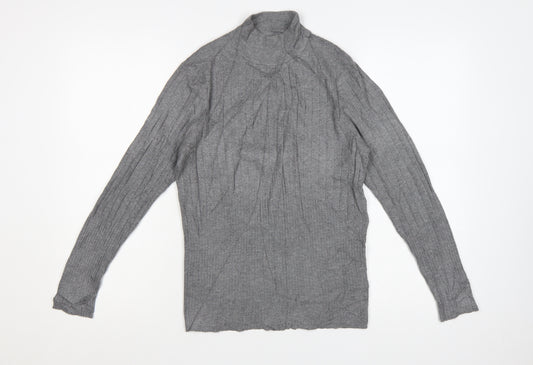 Marks and Spencer Women's Grey Roll Neck Ribbed Knit Jumper Size 12
