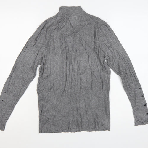 Marks and Spencer Women's Grey Roll Neck Ribbed Knit Jumper Size 12