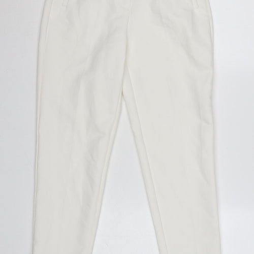 Zara Women Ivory High Rise Tapered Trousers Size S