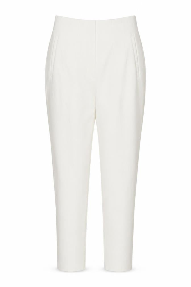 Zara Women Ivory High Rise Tapered Trousers Size S