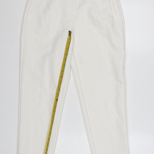Zara Women Ivory High Rise Tapered Trousers Size S