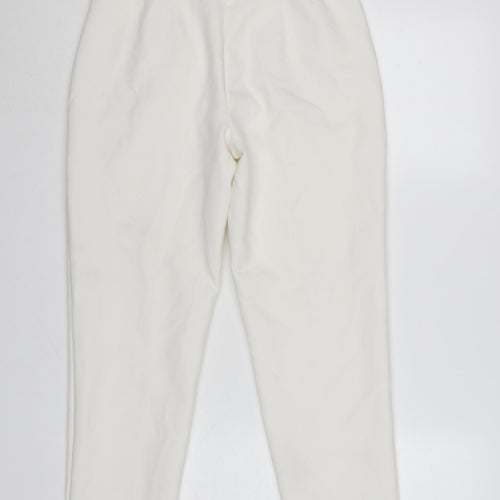 Zara Women Ivory High Rise Tapered Trousers Size S