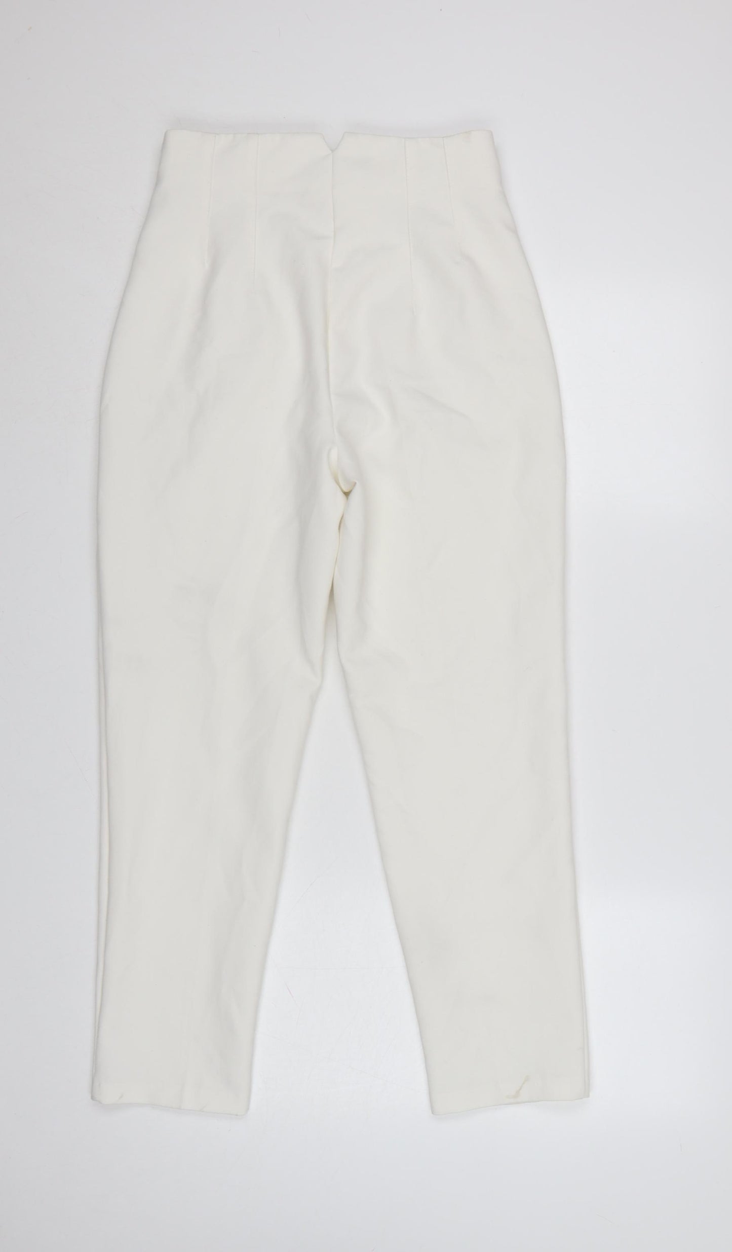 Zara Women Ivory High Rise Tapered Trousers Size S