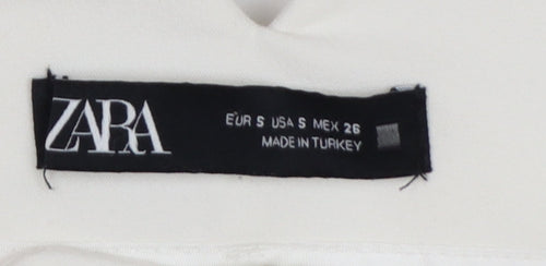 Zara Women Ivory High Rise Tapered Trousers Size S