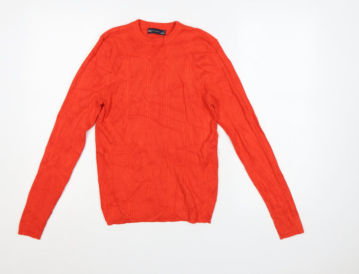 Marks and Spencer Women’s Orange Knit Crew Neck Jumper Size 12