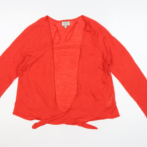 Monsoon Women Red Linen Blend Lightweight Open Cardigan M