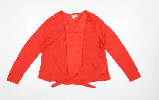 Monsoon Women Red Linen Blend Lightweight Open Cardigan M