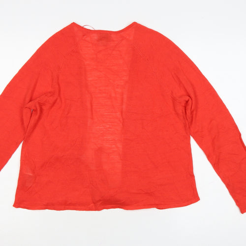 Monsoon Women Red Linen Blend Lightweight Open Cardigan M