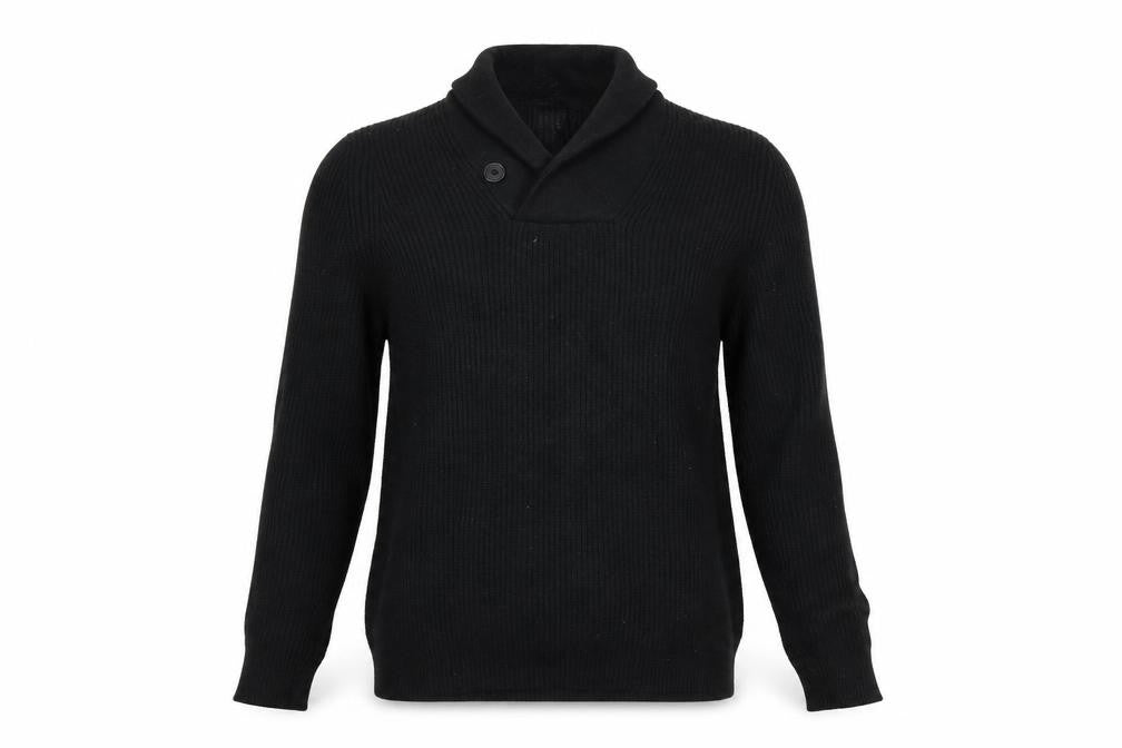 Front view of Armani Exchange Men's Black Merino Wool V-Neck jumper, size S