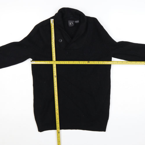 Armani Exchange Men's Black Merino Wool V-Neck Pullover Jumper Size S