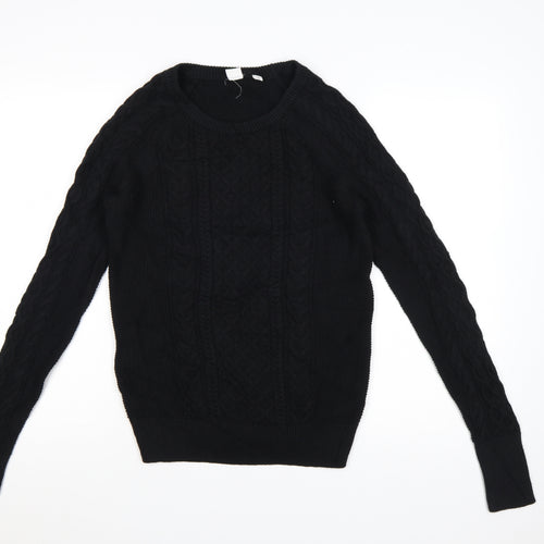 GAP Womens Black Cable Knit Cotton Jumper Size S Crew Neck