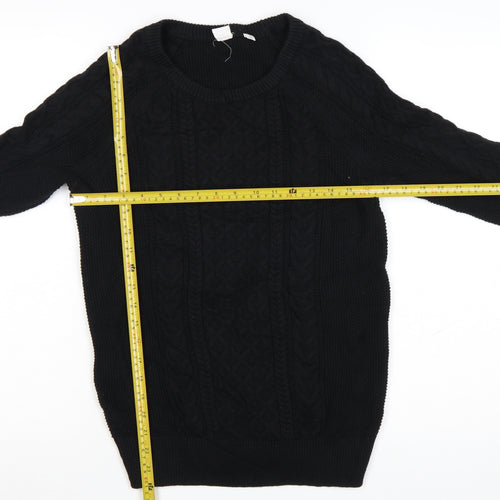 GAP Womens Black Cable Knit Cotton Jumper Size S Crew Neck