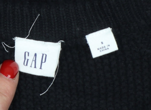 GAP Womens Black Cable Knit Cotton Jumper Size S Crew Neck