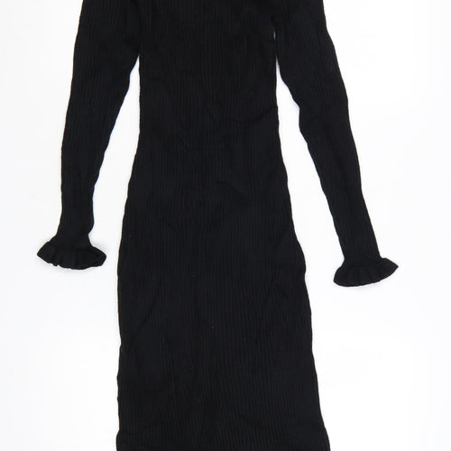 John Lewis ANYDAY Women’s Black Knit Long Sleeve Bodycon Midi Dress S