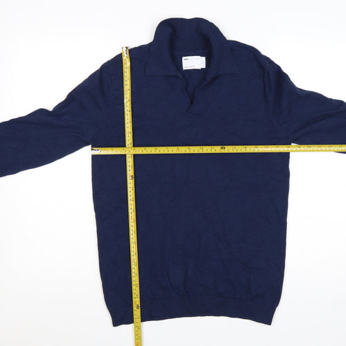 ASOS DESIGN Men’s Blue Cotton Collared Pullover Jumper Size S