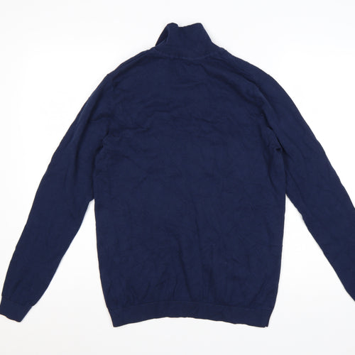 ASOS DESIGN Men’s Blue Cotton Collared Pullover Jumper Size S