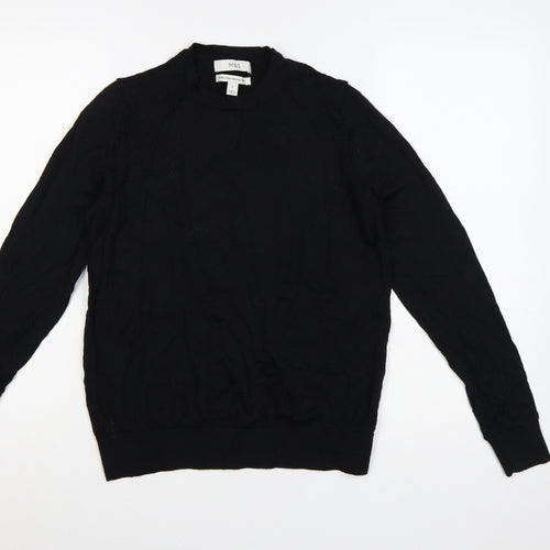 Marks and Spencer Women Black Extra Fine Merino Wool Jumper Size 12