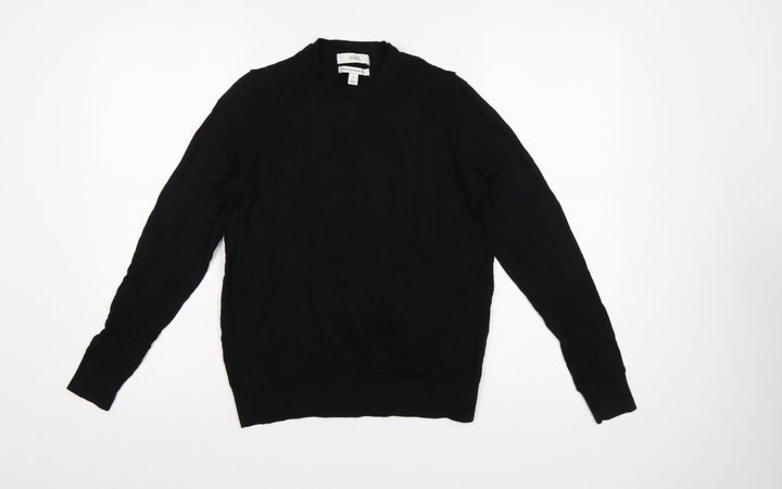 Marks and Spencer Women Black Extra Fine Merino Wool Jumper Size 12
