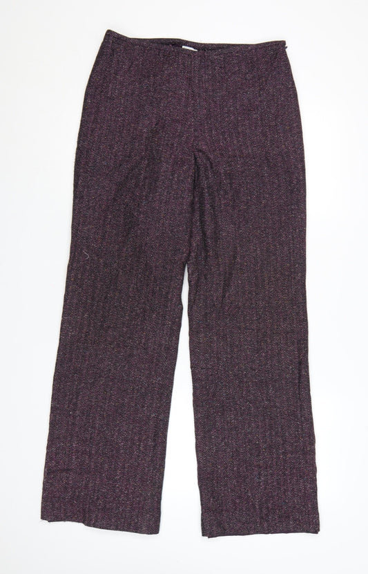 Sag Harbor Women Purple Herringbone Trousers Size 8 Acrylic Blend