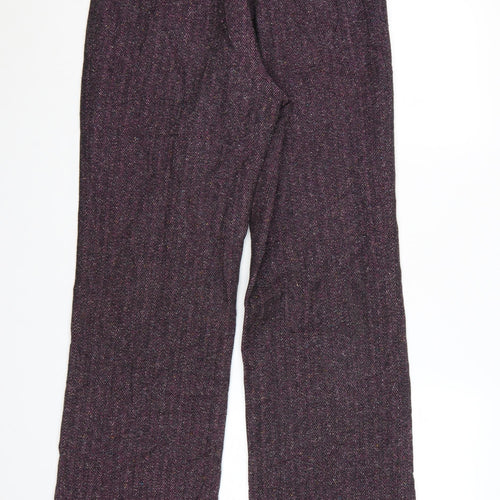 Sag Harbor Women Purple Herringbone Trousers Size 8 Acrylic Blend