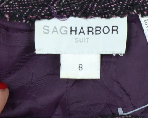 Sag Harbor Women Purple Herringbone Trousers Size 8 Acrylic Blend