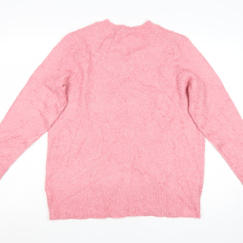 Spirit Women's Pink V-Neck Jumper Size 14 Acrylic Knit Pullover