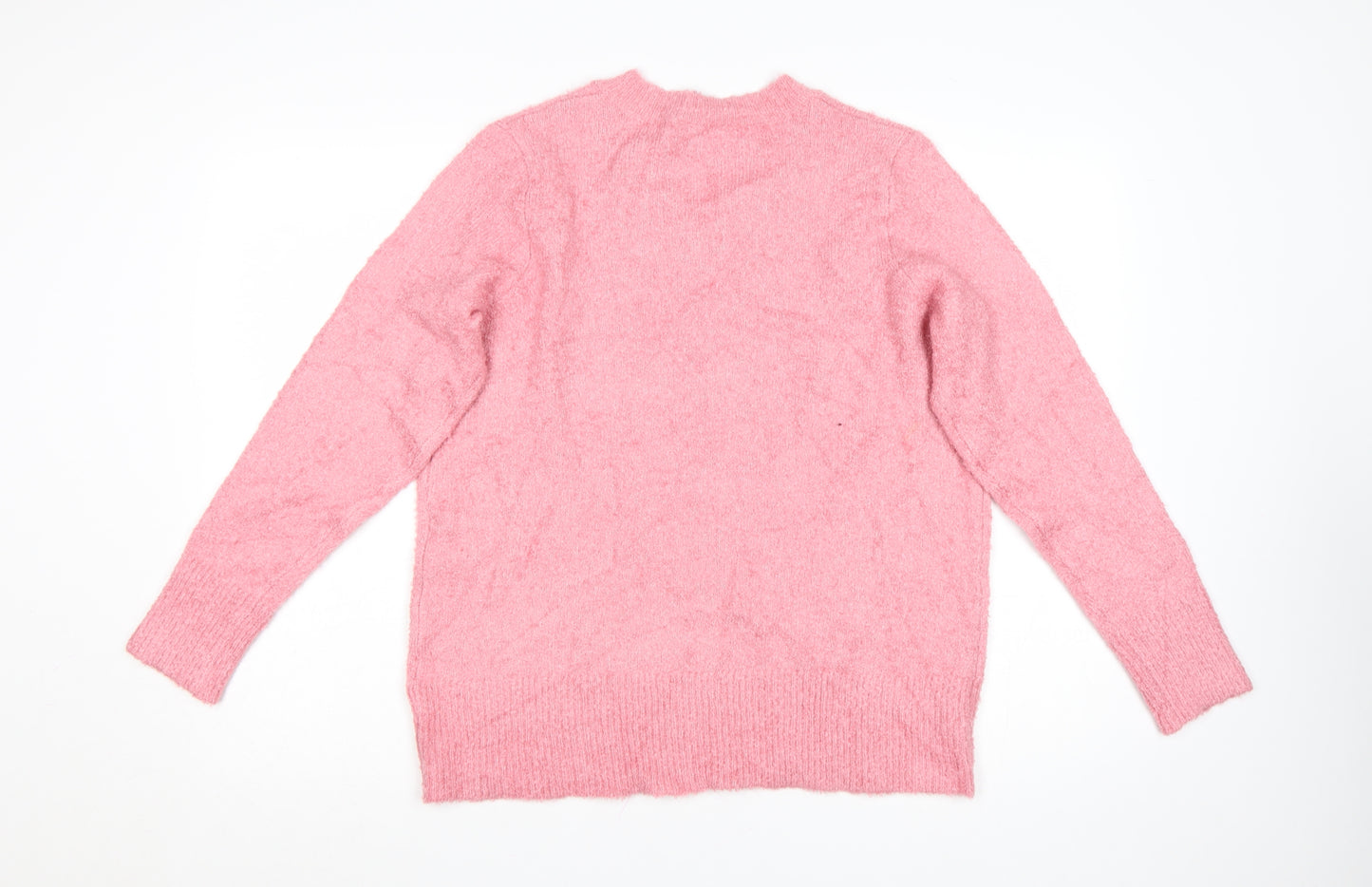 Spirit Women's Pink V-Neck Jumper Size 14 Acrylic Knit Pullover