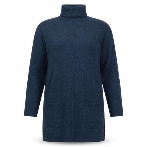 Fat Face Women Blue Roll Neck Long Sleeve Tunic Jumper Size 12