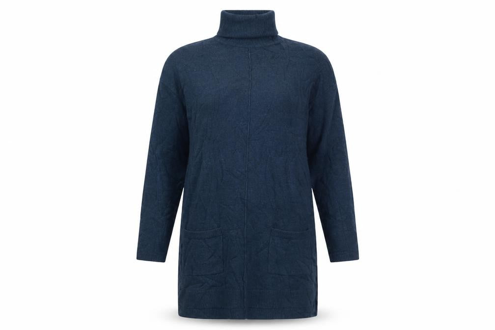 Fat Face Women Blue Roll Neck Long Sleeve Tunic Jumper Size 12