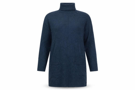 Front view of FatFace Women Blue Roll Neck Long Sleeve Tunic Jumper, size 12