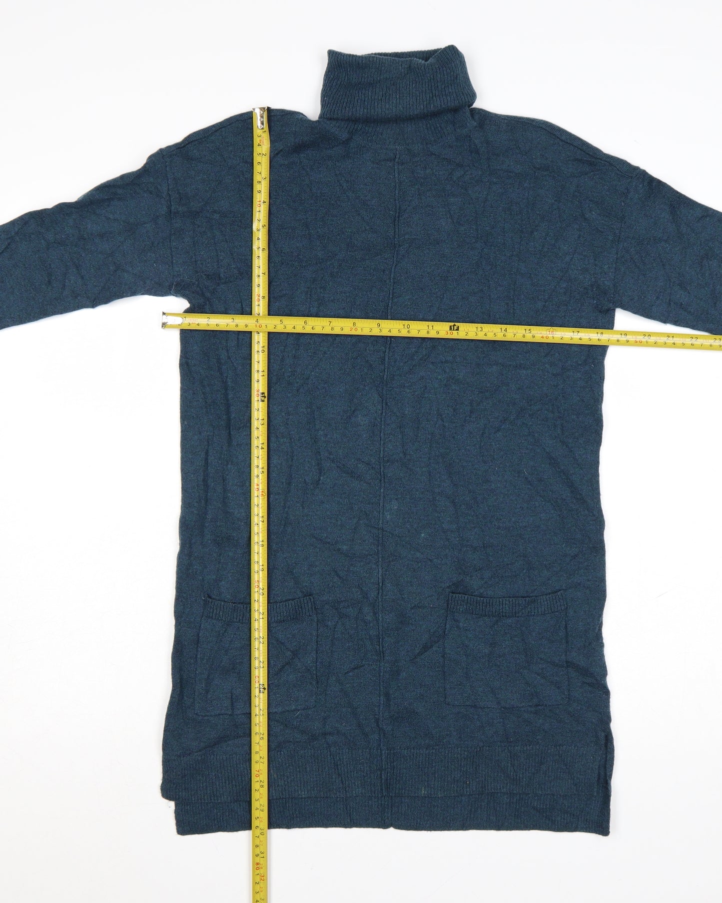 Fat Face Women Blue Roll Neck Long Sleeve Tunic Jumper Size 12