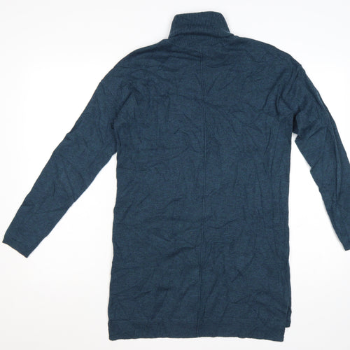 Fat Face Women Blue Roll Neck Long Sleeve Tunic Jumper Size 12