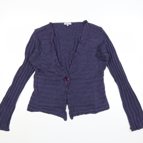 Marks and Spencer Women Purple Knit V-Neck Cardigan M