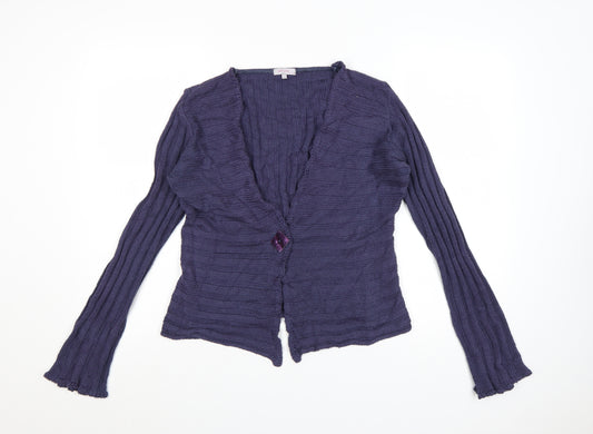 Marks and Spencer Women Purple Knit V-Neck Cardigan M